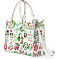 Funny Character Christmas Leather Handbag Bag, Grin Women Shoulder Bag