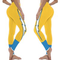 La Football Uniform Leggings/ Team Colors Gold And Powder Blue With Lightning Bolt