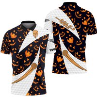 Halloween Pumpkin Face Pattern Golf Polo Shirt