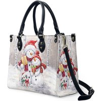 Snowman Whitechrismas Leather Bag Handbag, Christmas Handbag