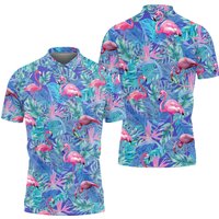 Flamingo Golf Polo Shirts For Men, Flamingo Golf Player Polo Shirts