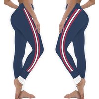 New England Fan/team Colors With Red-white /ladies Football Style Sports Yoga Leggings