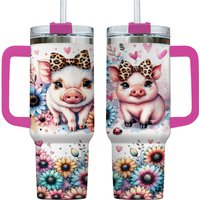 40oz Floral Pig Tumbler, 40oz Pig Tumbler, 40 Oz Quencher Tumbler