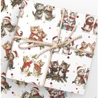 Kitten Pals Christmas Wrapping Paper Festive Cats In Santa Hats And Scarves, Perfect For Holiday Gifts