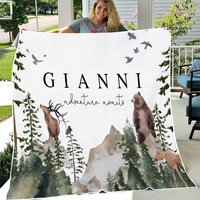 Woodland Blanket, Personalized Baby Fleece Blanket Gift