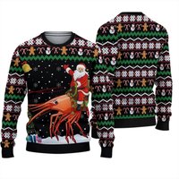 Santa Claus Riding A Lobster Ugly Christmas Sweater, Funny Christmas Gift For Fan