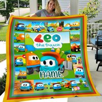 Personalized Leo The Truck Blanket, Leo The Truck Fleece Blanket
