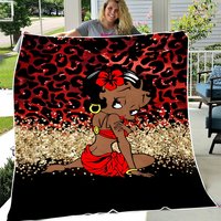 Betty Boopes Fleece Blanket, Bedroom Decor, Valentine Gift