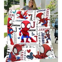 Personalized Spider Blanket, Superhero Movie Fleece Blanket