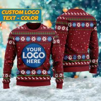 Custom Logo Company Ugly Christmas Sweater, Custom Name Xmas