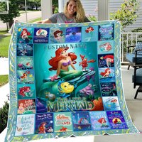 Custom Name Little Mermaid Fleece Blanket