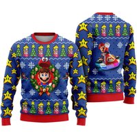 Super Mario Ugly Christmas Sweater, Mario Princess Peach Ugly Sweater