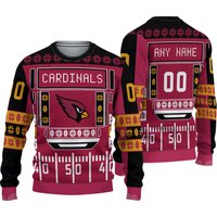 Personalized Cardinals Football Christmas Ugly Sweater Sweatshirt