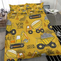 Construction Cotton Duvet Cover Heavy Equipment Bedding Set