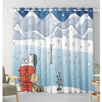 Peanut Christmas Charlie Snoopy 1 Blackout Window Curtain 2 Panels For Living Room Bed Room Gift For Fan