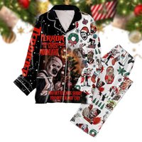 Christmas Terrifier 3 Terror Pajamas Set, The Scary Clown Pj Set, Horror Characters Santa Hat Pj Set