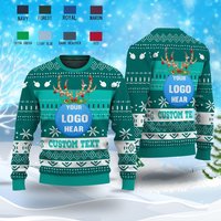 Personalized Custom Logo 3d Ugly Christmas Sweater, Custom Company Logo Image Reindeer