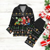 Super Mario Christmas Pajamas Set, Mario Santa Holiday Pajamas, Santa Clause,funny Xmas Gamer Gift