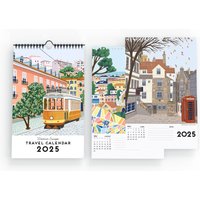 12 Months Wall Travel Calendar 2025 Europe Cities Paintings Christmas Gift Idea Modern