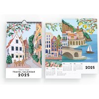 12 Months Wall Travel Calendar 2025 Western Europe Paintings Christmas Gift Idea Modern Present Home Decor Traveler Gift