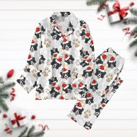 Christmas Border Collie Pajamas Set, Collie Dog Holiday Pajamas