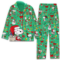 Snoopy Snow Xmas Pajamas Set, Christmas Pajamas Sets