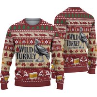 Wild Turkey Bourbon Ugly Sweater, Christmas Pattern Ugly Sweater