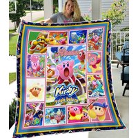 Personalized Kirby Game Fleece Blanket Gaming Kirby Birthday Blanket