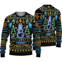 Merry Christmas Bright Neon Ugly Christmas Sweater