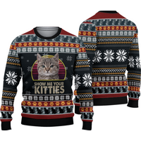 Show Me Your Kitties Ugly Christmas Sweater, Cat Lover Sweater