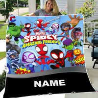 Personalized Spider Superhero And Friends Fleece Blanket