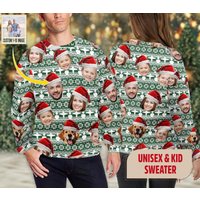 Personalized Christmas With Face Ugly Christmas Sweater, Custom Family Photo