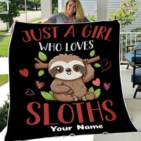 Just A Girl Who Loves Sloth Blanket For Birthday, Sloth Lovers Lazy Day Christmas Birthday