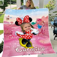 Cartoon Mouse Blanket | Girl Mouse Head Photo Blanket