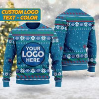 Custom Logo Company Ugly Christmas Sweater, Custom Name Xmas Sweatshirt