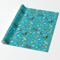 Lion King | Teal Characters & Icons Pattern Wrapping Paper