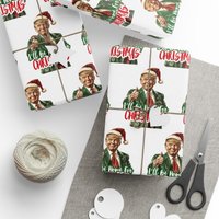 Ill Be Home For Christmas Trump Wrapping Papers, Christmas Wrapping Gift, Trump Supporter, 47th President Gift Wrap