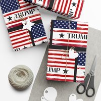 Trump American Flag Wrapping Paper |stars And Stripes| Available In Different Sizes And Finishes (matte Or Glossy) | Assembled In The Usa