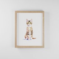 Custom Watercolor Cat Portrait - Memorial Gift For Cat Lovers