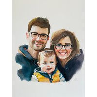 Hand Painted, Photo To Highly Detailed Watercolor. Family, House, Person, Family, Or Dogs & More