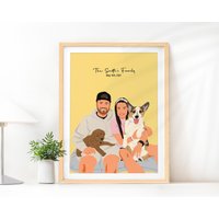 Custom Family With Pet Portrait, Personalized Gift For Family, Portrait From Photo