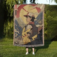 Anime Hand Woven Blanket, Pkm Tapestry Throw