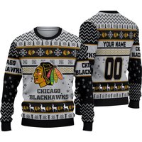 Personalized Reindeer Blackhawks Football Christmas Ugly Sweater Sweatshirt