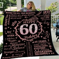 Happy 60th Birthday Fleece Blanket, Anniversary Christmas Gift For Her