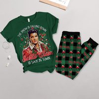 Elvis Presley Christmas Pajama Set For Music Lovers