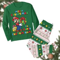 Mario Christmas Pajamas Set, Mario Gaming Character Xmas Pajamas
