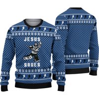 Hockey Jesus Saves Ugly Christmas Sweater, Hockey Team Christmas