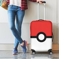 Pokeball With Pika Luggage Cover - Poke Suitcase Protector - Personalized Anime Luggage Case