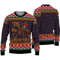 Cowboy Desert Ugly Christmas Sweater, Tis The Season Y'all Xmas 3d Sweater