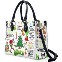 Funny Character Christmas Leather Bag, Funny Character Lover's Handbag